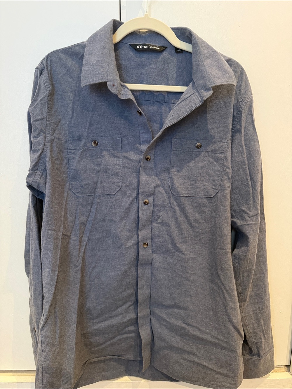 Travis Mathew Blue Long Sleeve Casual Button-Down Shirt